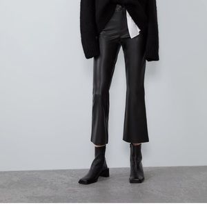 Zara crop flare leather leggings